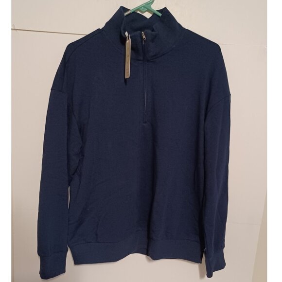 Dressmine Tops - Dressmine Women 1/4 Zip Sweatshirt Top Long Sleeve Mock Neck Blue Size Medium